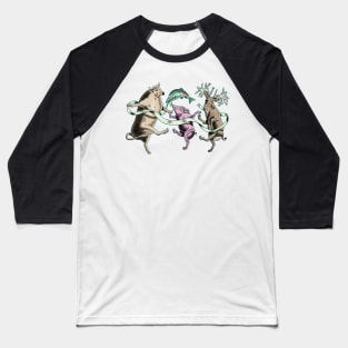 Dancing Animals - Cow Pig Fish Deer Baseball T-Shirt